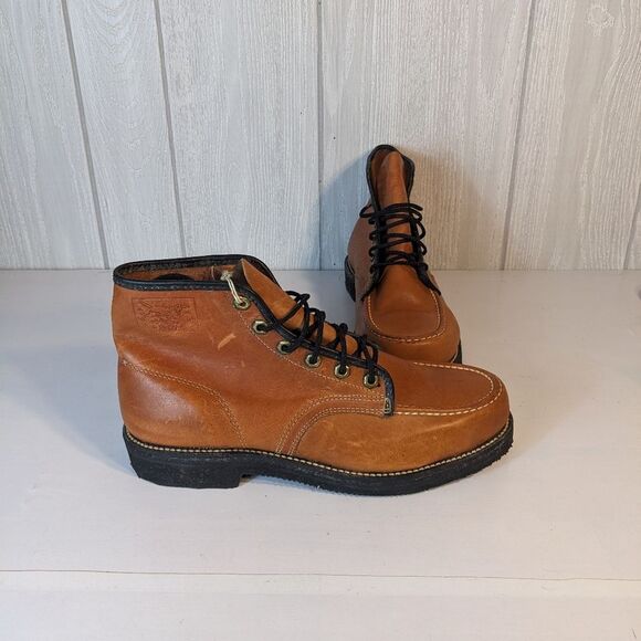 Golden Retriever Brown Leather Boots Neoprene Cushion Oil Resistant 10D NWT - Picture 6 of 13